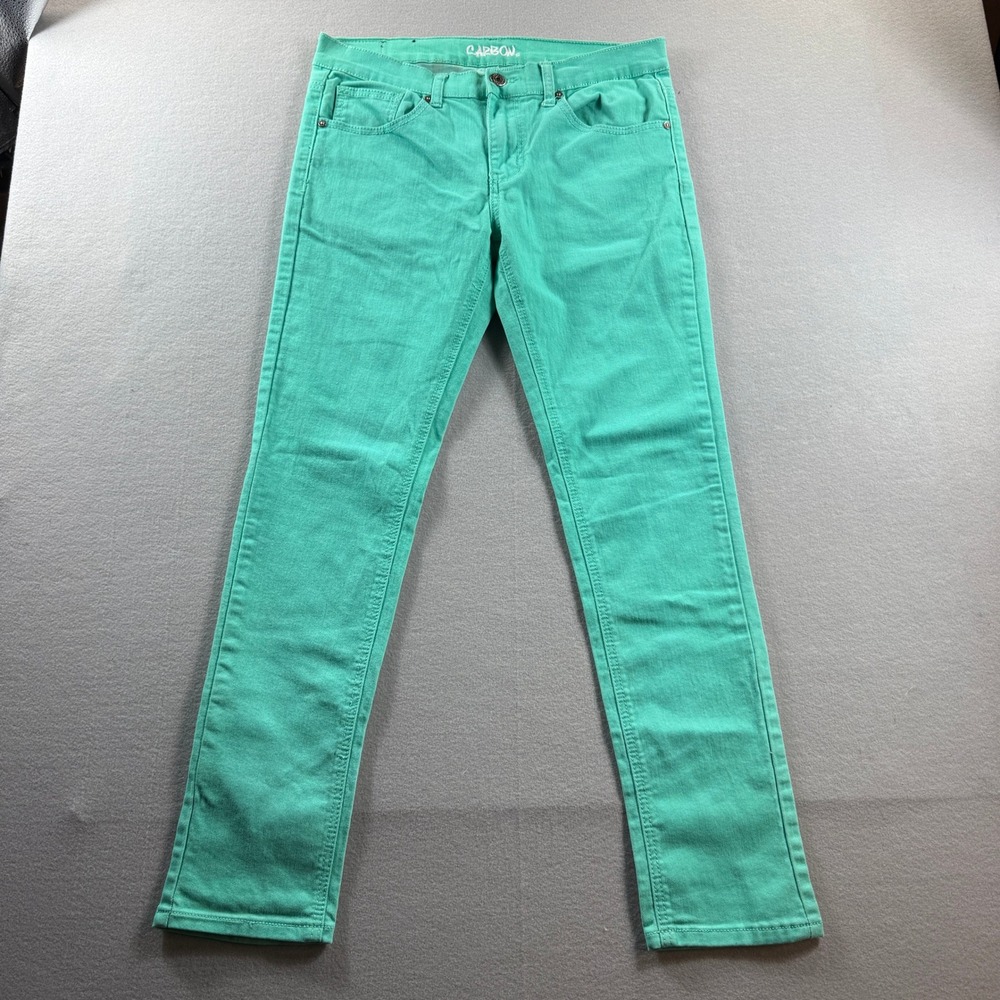 Carbon Skinny Jeans Women 32x32 Green Stretch Low Rise Casual Denim